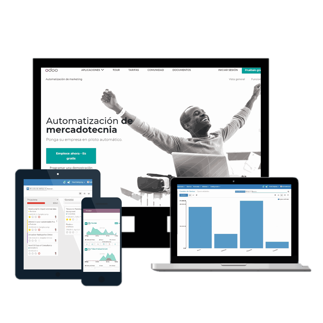 Texto de Odoo y bloque de imagen